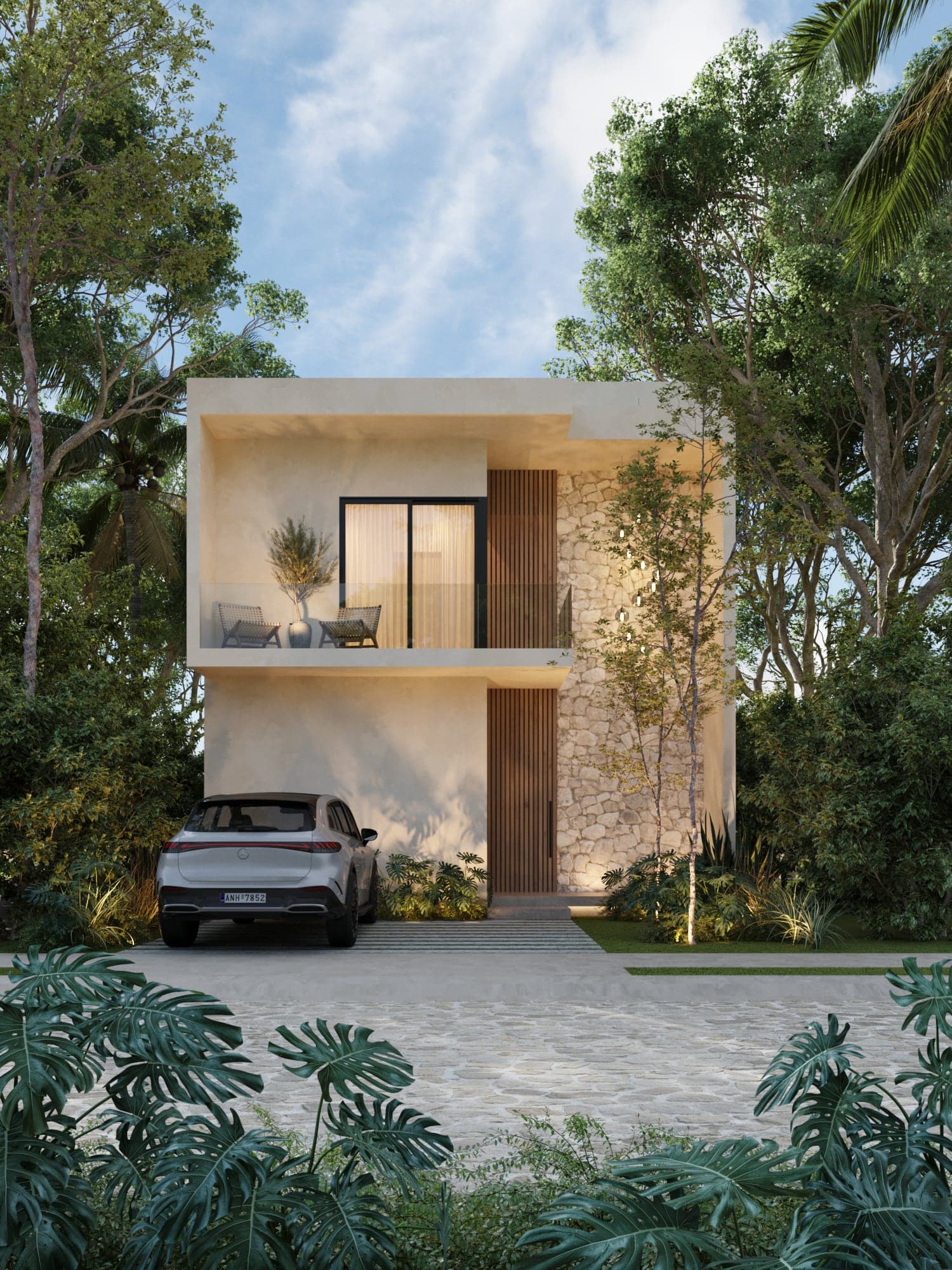 Render de casa residencial en Accra Tulum